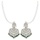 Etnico Ethnic Silver Plated Kundan Meenakari Pearl Hanging With Ear chain earrings for women/Girls (E2903ZG)