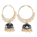 Etnico 18K Gold Plated Traditional Handcrafted Enamelled Jhumki Earrings for Women/Girls (E2915B)