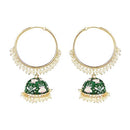 Etnico 18K Gold Plated Traditional Handcrafted Meenakari work Jhumki Earrings for Women/Girls (Green)