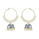 Etnico Gold Plated Traditional Meenakari Pearl Drop Jhumka Earrings for Women (E2915Gr)
