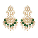 Etnico Gold Plated Traditional Kundan & Pearl Chandbali Earrings for Women (E2916G)