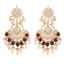 Etnico Gold Plated Traditional Kundan & Pearl Chandbali Earrings for Women (E2916M)