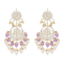 Etnico Gold Plated Traditional Kundan & Pearl Chandbali Earrings for Women (E2916Pu)