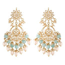 Etnico Gold Plated Traditional Kundan & Pearl Chandbali Earrings for Women (E2916Sb)