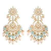 Etnico Gold Plated Traditional Kundan & Pearl Chandbali Earrings for Women (E2916Sb)