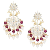 Etnico Gold Plated Traditional Kundan & Pearl Chandbali Earrings for Women (E2916Wi)