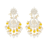 Etnico Gold Plated Traditional Kundan & Pearl Chandbali Earrings for Women (E2916Y)