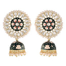 Etnico Gold Plated Traditional Meenakari Kundan & Pearl Jhumka Earring for Women (E2917B)