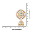 Etnico Gold Plated Traditional Meenakari Kundan & Pearl Jhumka Earring for Women (E2917CBL)