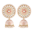 Etnico Gold Plated Traditional Meenakari Kundan & Pearl Jhumka Earring for Women (E2917CR)