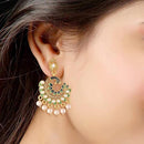 Etnico Gold Plated Meenakari Kundan Studded Peacock Design Dangle Earrings For Women (E2919Min)