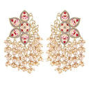 Etnico Gold Plated Meenakari Kundan & Pearl Drop Earrings For Women (E2923Gr)