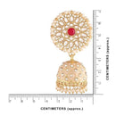 Etnico Gold Plated Meenakari Kundan & Pearl Drop Jhumka Earrings For Women (E2925Cr)