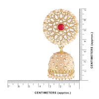 Etnico Gold Plated Meenakari Kundan & Pearl Drop Jhumka Earrings For Women (E2925Cr)