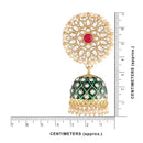 Etnico Gold Plated Meenakari Kundan & Pearl Drop Jhumka Earrings For Women (E2925Cr)