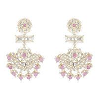 Etnico Gold Plated Traditional Kundan & Pearl Chandbali Earrings For Women (E2927Pu)