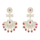 Etnico Gold Plated Traditional Kundan & Pearl Chandbali Earrings For Women (E2927Q)