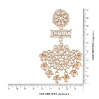 Etnico Gold Plated Kundan & Pearl Chandbali Earrings with Pear Earchain For Women (E2927W))