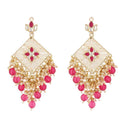 Etnico Gold Plated Traditional Kundan & Pearl Drop Dangle Earrings For Women (E2943Q)