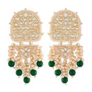 Etnico Gold Plated Kundan & Pearl Drop Dangle Earrings for Women (E2944G)