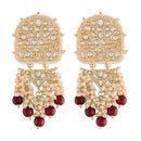 Etnico Gold Plated Kundan & Pearl Drop Dangle Earrings for Women (E2944M)