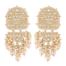 Etnico Gold Plated Kundan & Pearl Drop Dangle Earrings for Women (E2944W)
