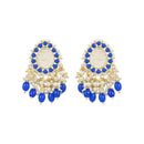 Etnico Gold Plated Traditional Kundan & Pearl Drop Dangle Earrings For Women (E2951Bl)