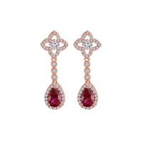 Etnico Rose Gold Plated Glittering Crystal AD Stone Dangle & Drop Earrings for Women (E2953Q)