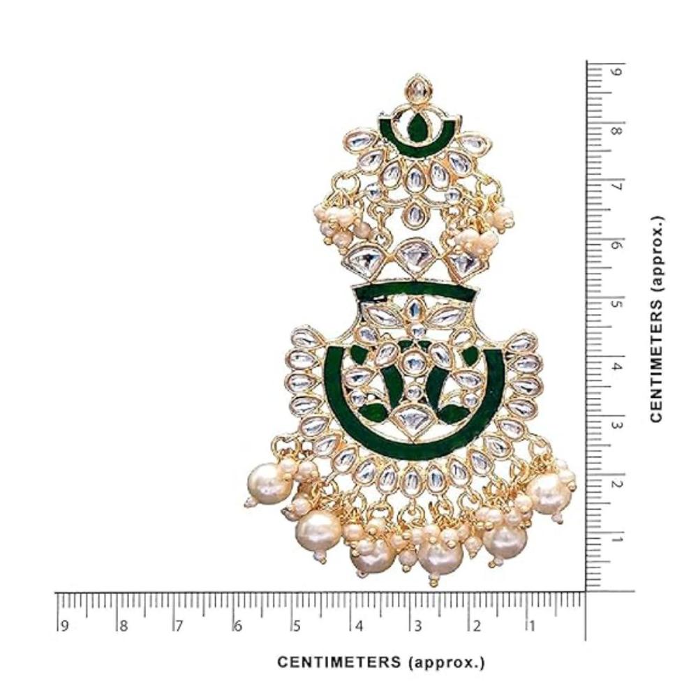 Etnico Gold Plated Traditional Meenakari Kundan & Pearl Chandbali Earrings for Women (E3004G)