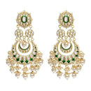 Etnico Gold Plated Traditional Meenakari Kundan & Pearl Chandbali Earrings for Women (E3004G)