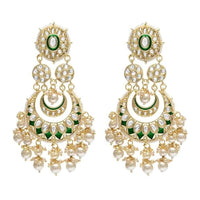 Etnico Gold Plated Traditional Meenakari Kundan & Pearl Chandbali Earrings for Women (E3004G)
