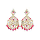 Etnico Gold Plated Traditional Kundan & Pearl Chandbali Earrings for Women (E3019Q)