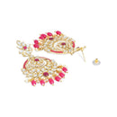 Etnico Gold Plated Traditional Kundan & Pearl Chandbali Earrings for Women (E3019Q)