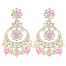 Etnico Gold Plated Traditional Kundan & Pearl Chandbali Earrings for Women (E3023Pi)