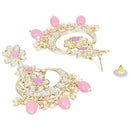Etnico Gold Plated Traditional Kundan & Pearl Chandbali Earrings for Women (E3023Pi)