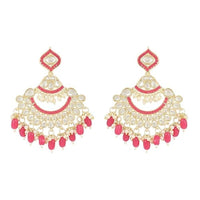 Etnico Gold Plated Traditional Kundan & Pearl Chandbali Earrings for Women (E3024Q)