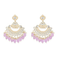 Etnico Gold Plated Traditional Kundan & Pearl Chandbali Earrings For Women (E3025Pu-1)