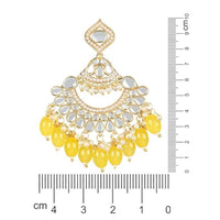 Etnico Gold Plated Traditional Kundan & Pearl Chandbali Earrings for Women (E3025Y)