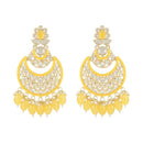 Etnico Gold Plated Traditional Meenakari Kundans & Pearls Chandbali Earrings For Women (E3027Y)