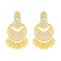 Etnico Gold Plated Traditional Meenakari Kundans & Pearls Chandbali Earrings For Women (E3027Y)