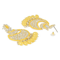 Etnico Gold Plated Traditional Meenakari Kundans & Pearls Chandbali Earrings For Women (E3027Y)