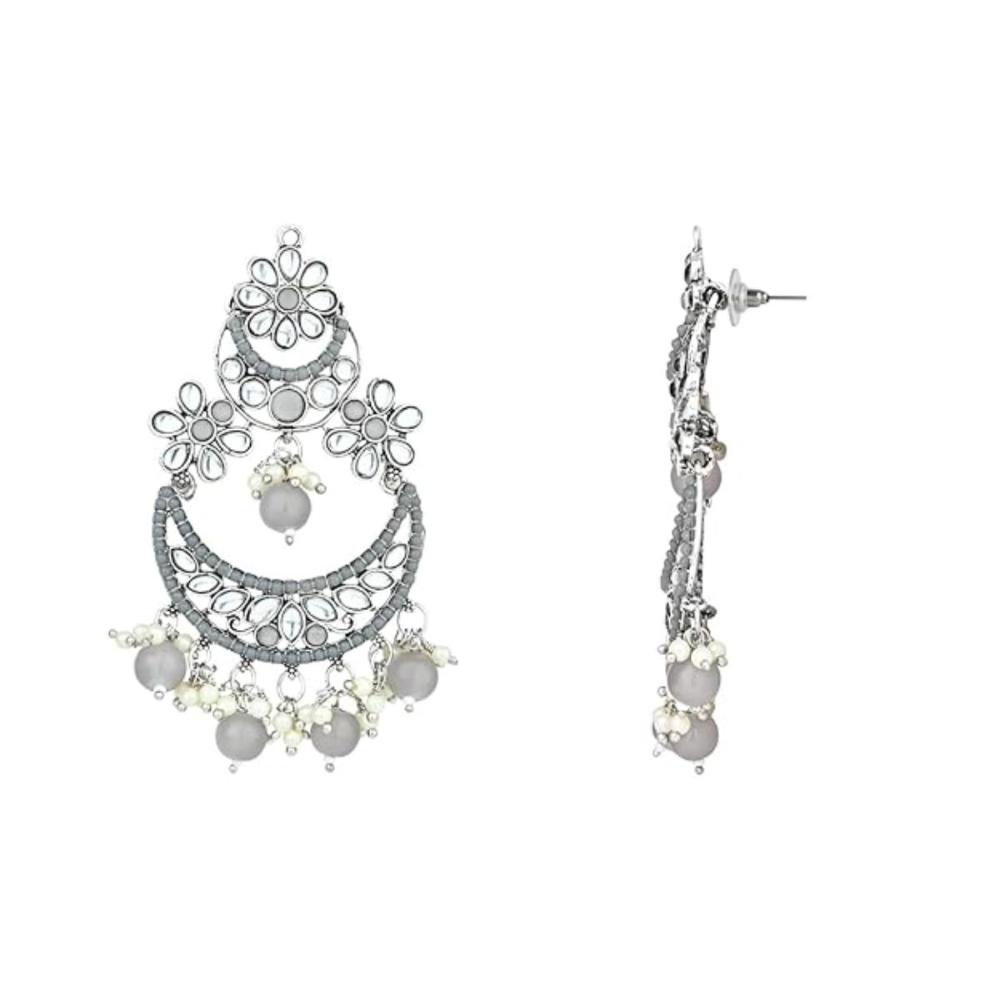 Etnico Gold Plated Traditional Handcrafted Pearl Kundan Beaded Chandbali Earrings for Women/Girls (Style 3)