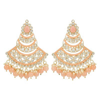 Etnico Gold Plated Traditional Handcrafted Pearl Kundan Beaded Chandbali Earrings for Women/Girls (E3032Pe)