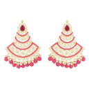 Etnico Gold Plated Traditional Meenakari Kundans & Pearls Chandbali Earrings For Women (E3032Q)