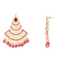 Etnico Gold Plated Traditional Meenakari Kundans & Pearls Chandbali Earrings For Women (E3032Q)