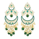 Etnico Gold Plated Traditional Handcrafted Pearl Kundan Beaded Chandbali Earrings for Women/Girls (E3054G)