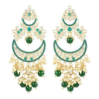 Etnico Gold Plated Traditional Handcrafted Pearl Kundan Beaded Chandbali Earrings for Women/Girls (E3054G)