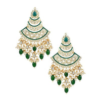 Etnico Gold Plated Traditional Handcrafted Pearl Kundan Beaded Chandbali Earrings for Women/Girls (E3055G)
