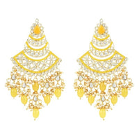 Etnico Gold Plated Traditional Handcrafted Pearl Kundan Beaded Chandbali Earrings for Women/Girls (E3055Y)