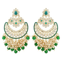 Etnico Gold Plated Traditional Pearl Kundan Beaded Chandbali Earrings for Women/Girls (E3056G)
